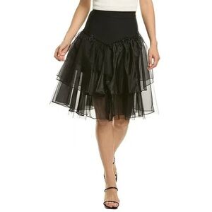 NWT- Gracia Black Layered Organza Skirt Large